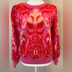 Voy Long Sleeve Sweater Womens Small Pink/Red/Cream